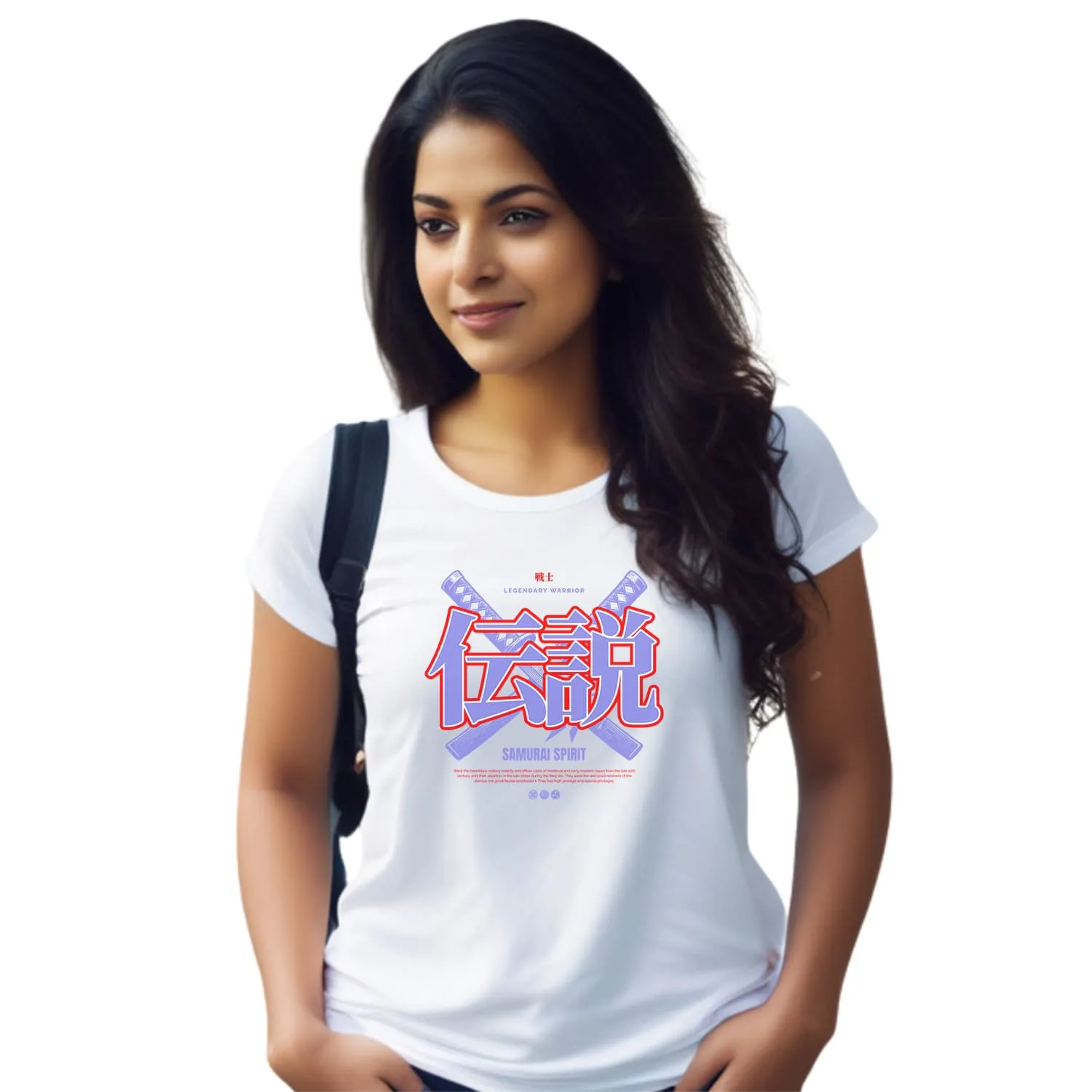 Samurai spirit Womens cotton printed T-shirt