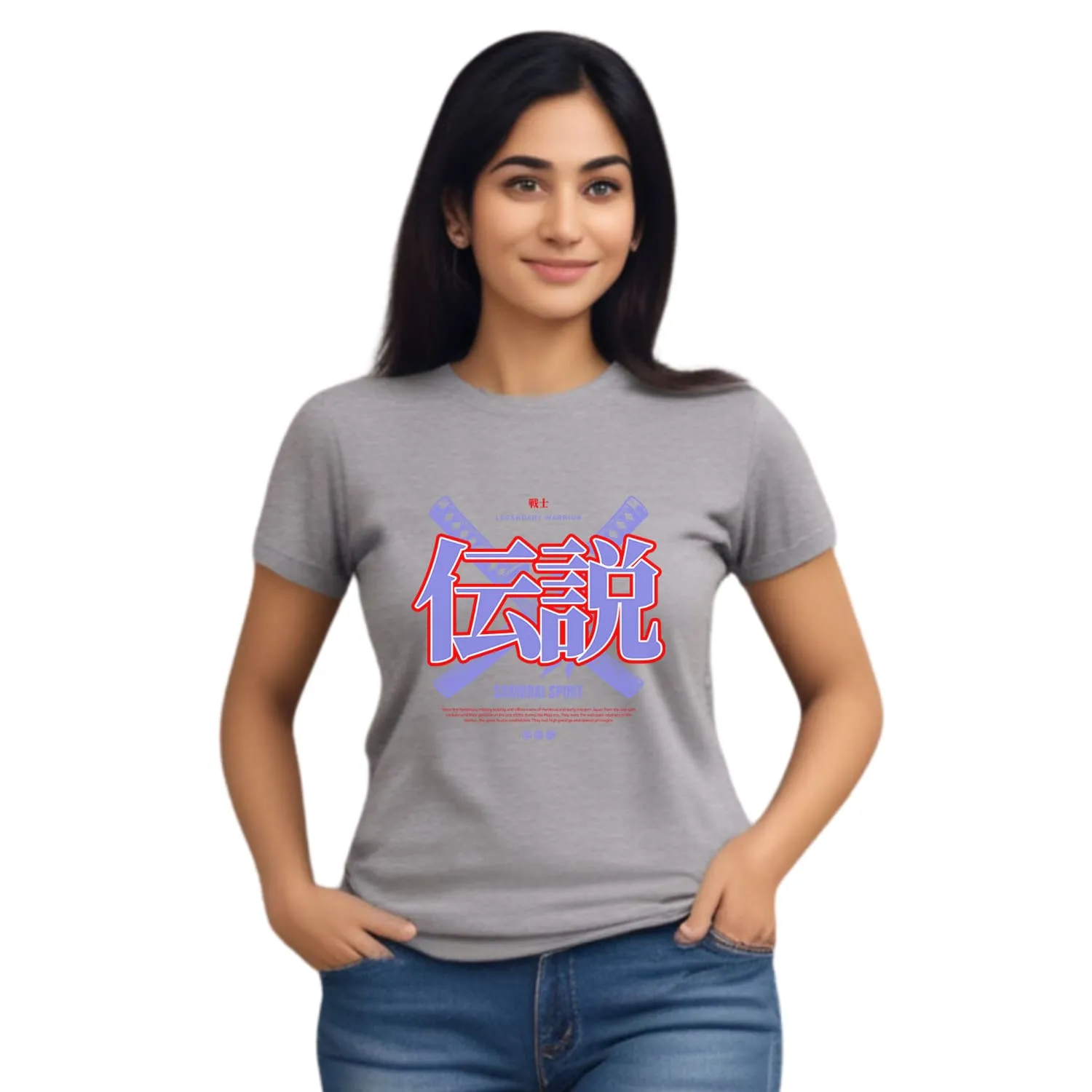 Samurai spirit Womens cotton printed T-shirt