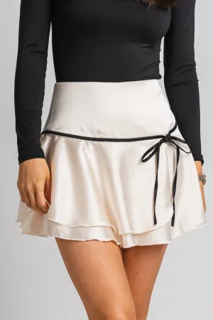 Satin bow mini skirt ivory