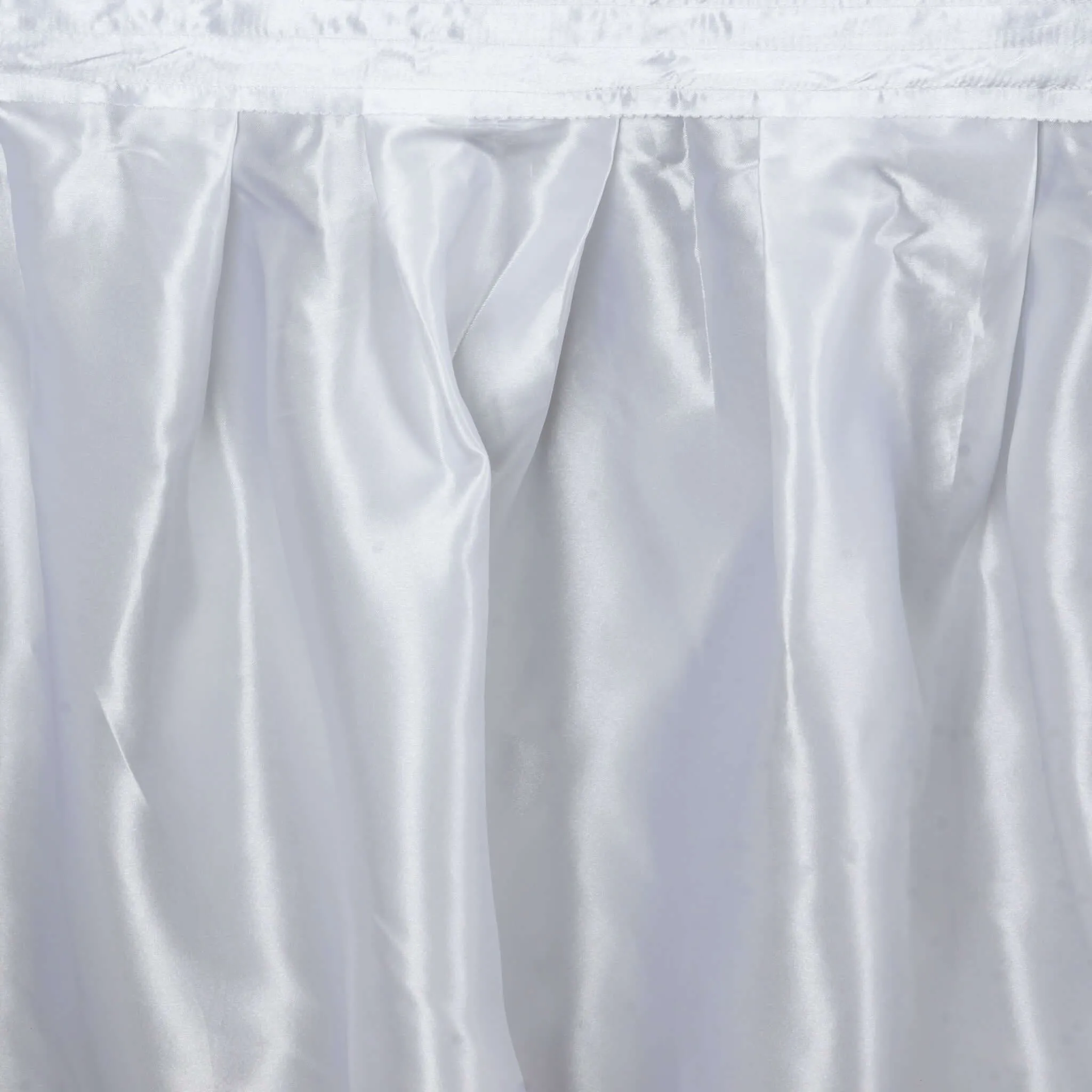 Satin Table Skirt 14ft White - Classy Pleated Wedding Table Decor