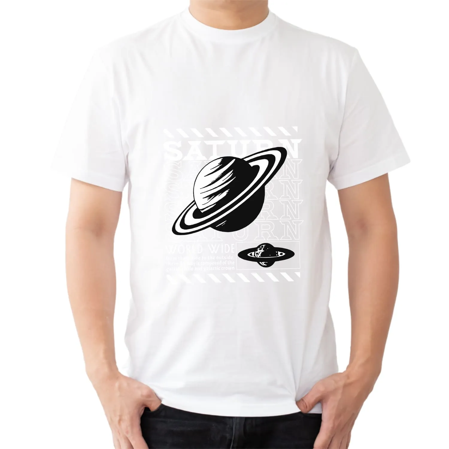 Saturn Mens cotton printed T-shirt