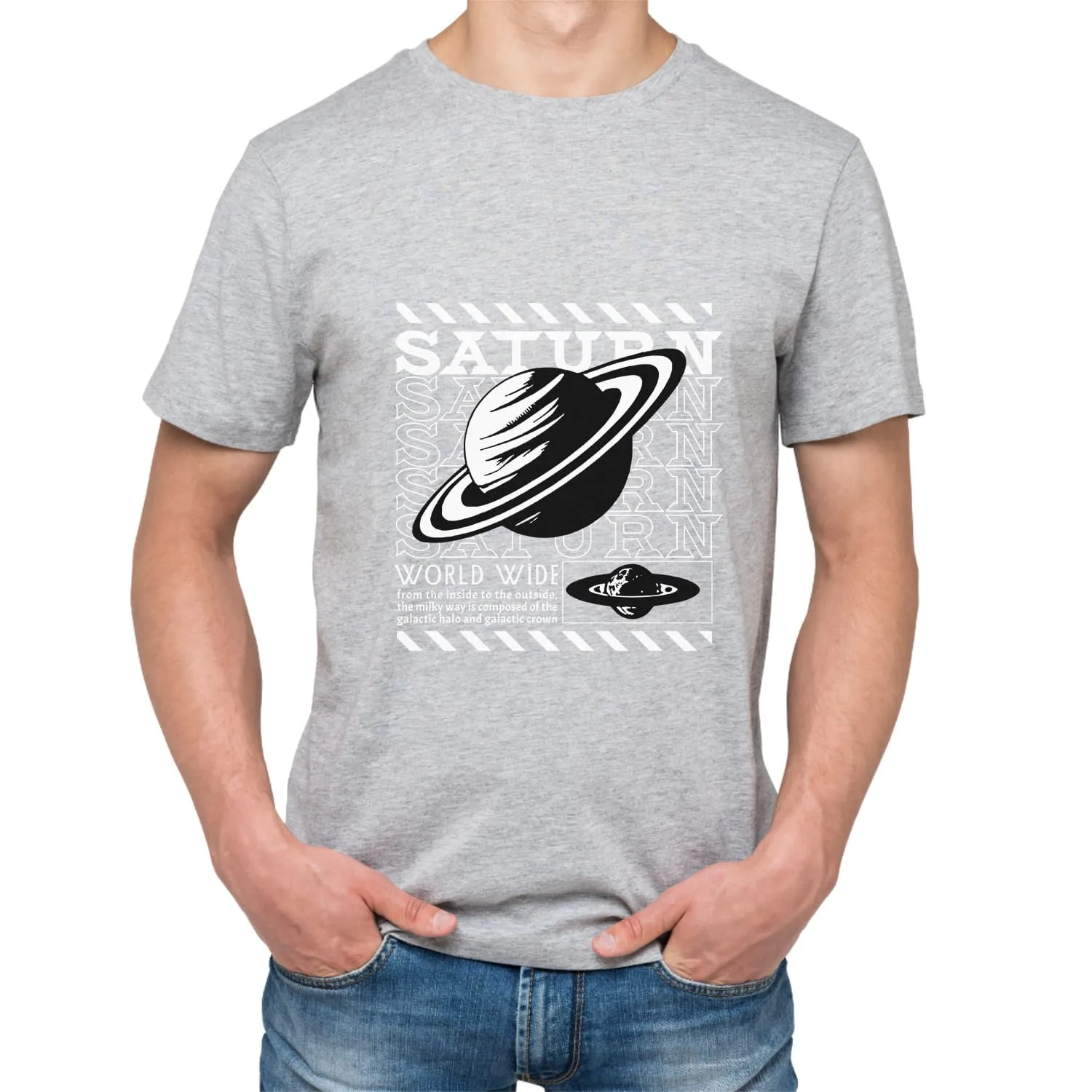 Saturn Mens cotton printed T-shirt