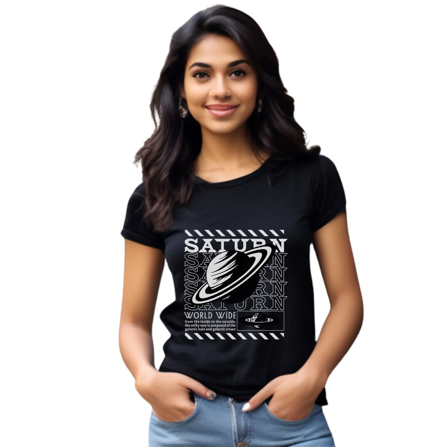 Saturn Womens cotton printed T-shirt
