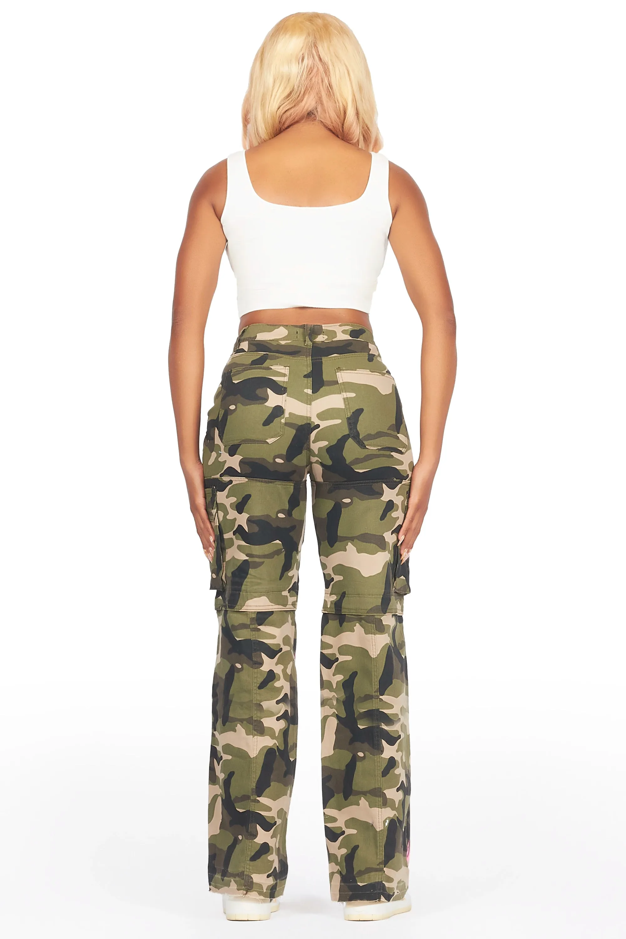 Sheree Camo Painted Wide Leg Jean