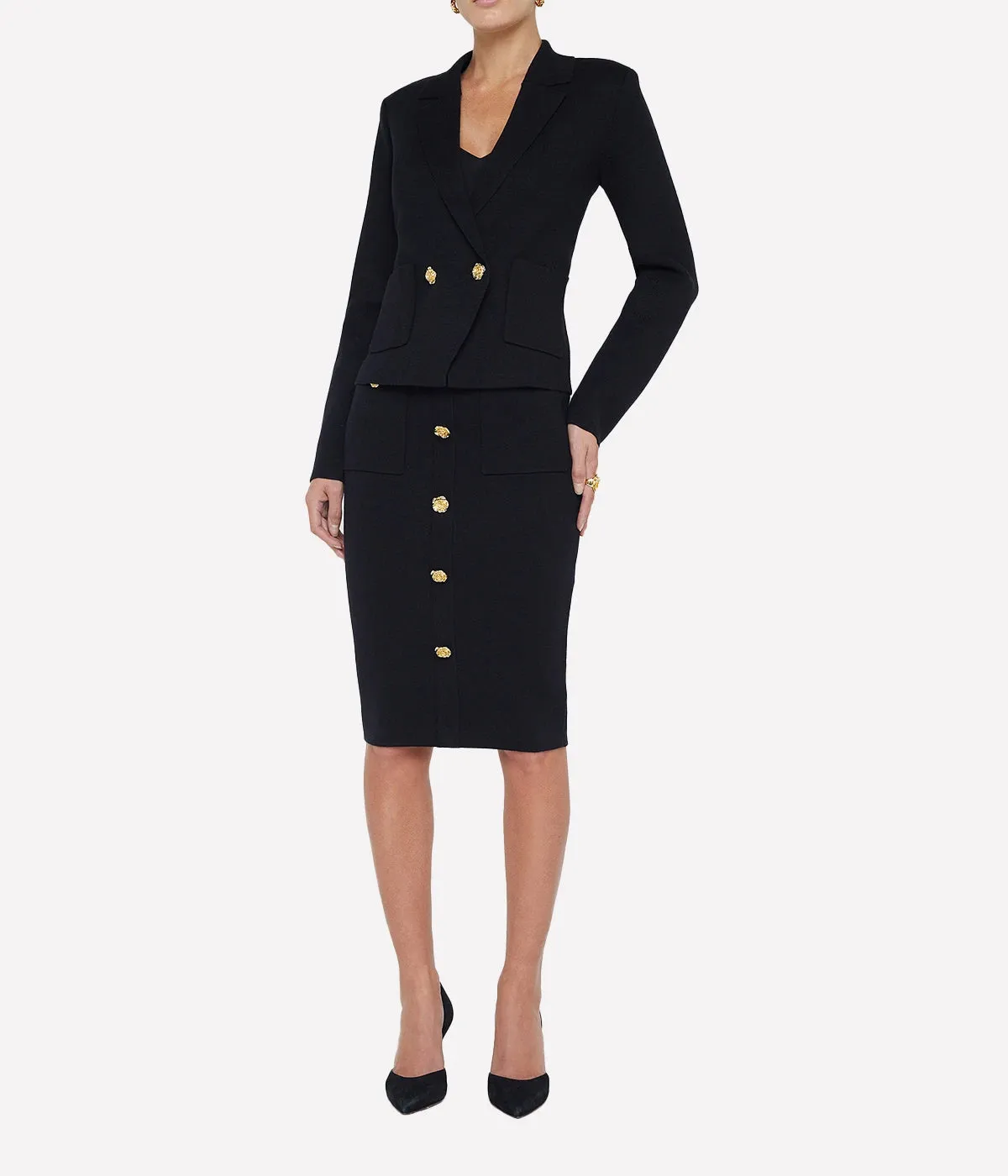 Sofia Knit Blazer in Black Rose Gold