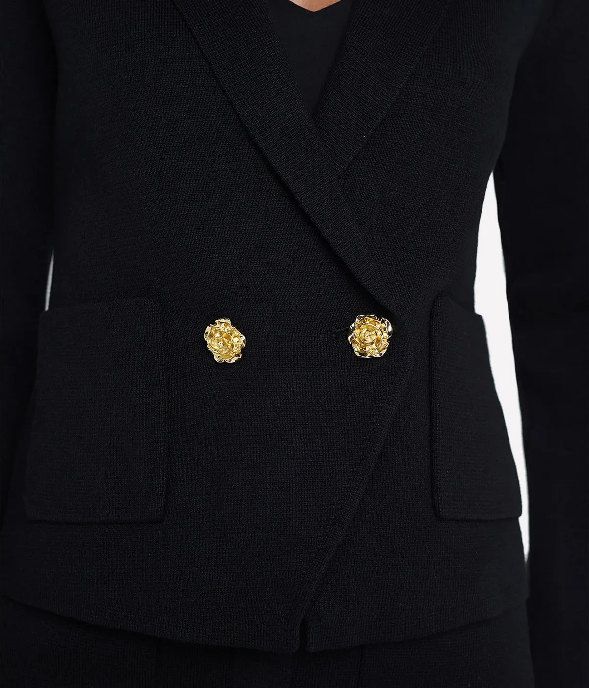 Sofia Knit Blazer in Black Rose Gold