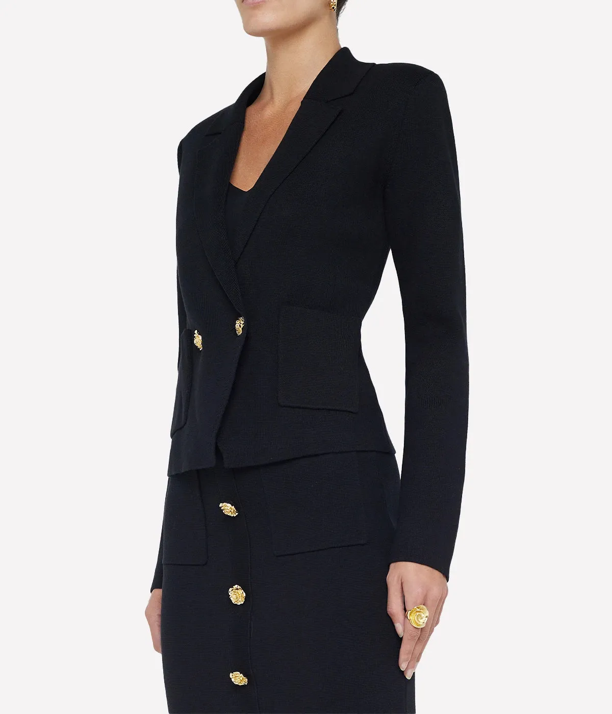 Sofia Knit Blazer in Black Rose Gold