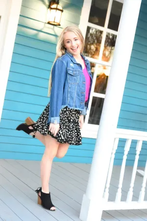 Spotted Ruffle Swing Skirt