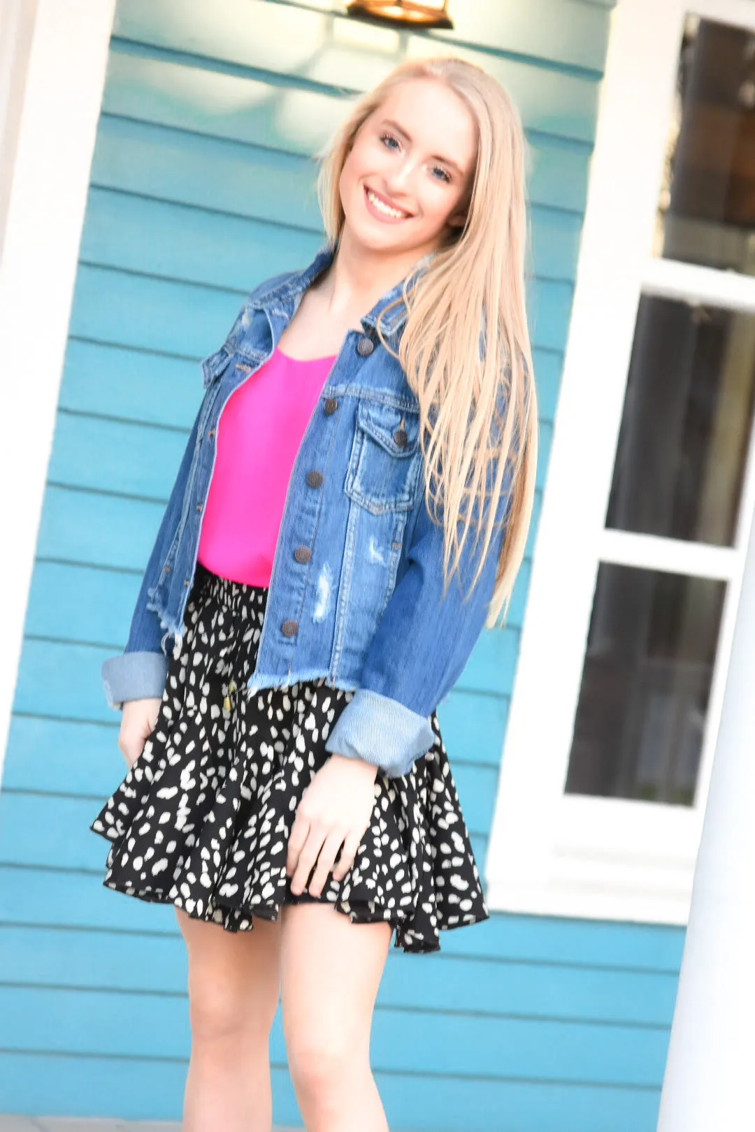 Spotted Ruffle Swing Skirt