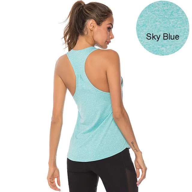 Stylish Anti-Shrink Ladies' Sleeveless Racerback Yoga Tank Tops
