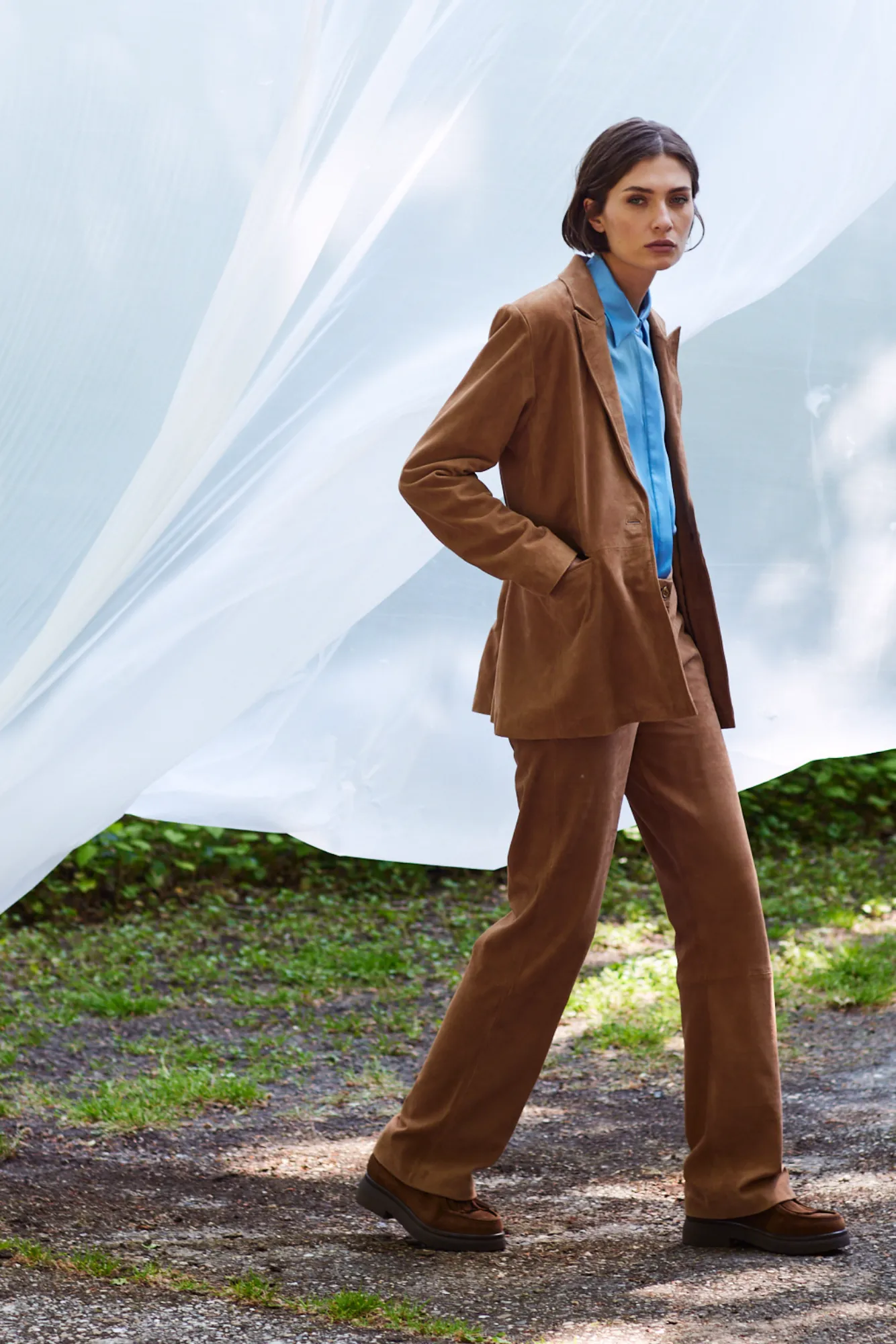 SUEDE STRAIGHT FIT TROUSERS AUDE