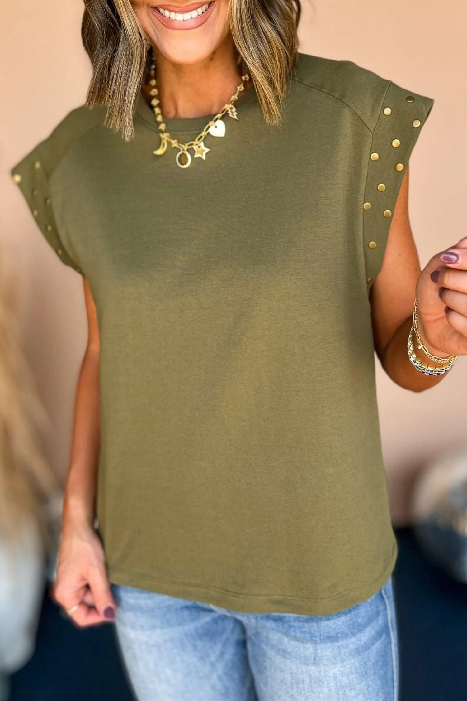 Susan Studded Short Sleeve Blouse