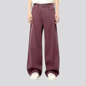 Trendy slouchy fashion high-rise men's jeans