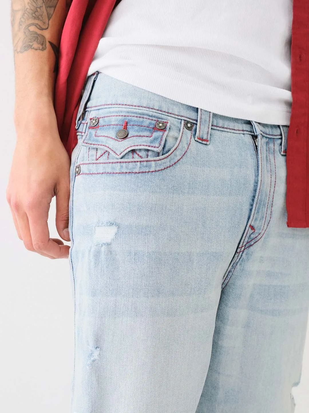 True Religion Men Blue Solid Oversized Mid-Rise Jeans