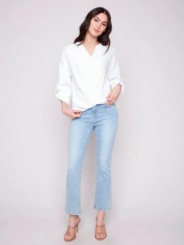 Twist Front Long Sleeve Crewneck