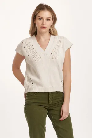 UNA CROCHET DETAIL SWEATER IVORY