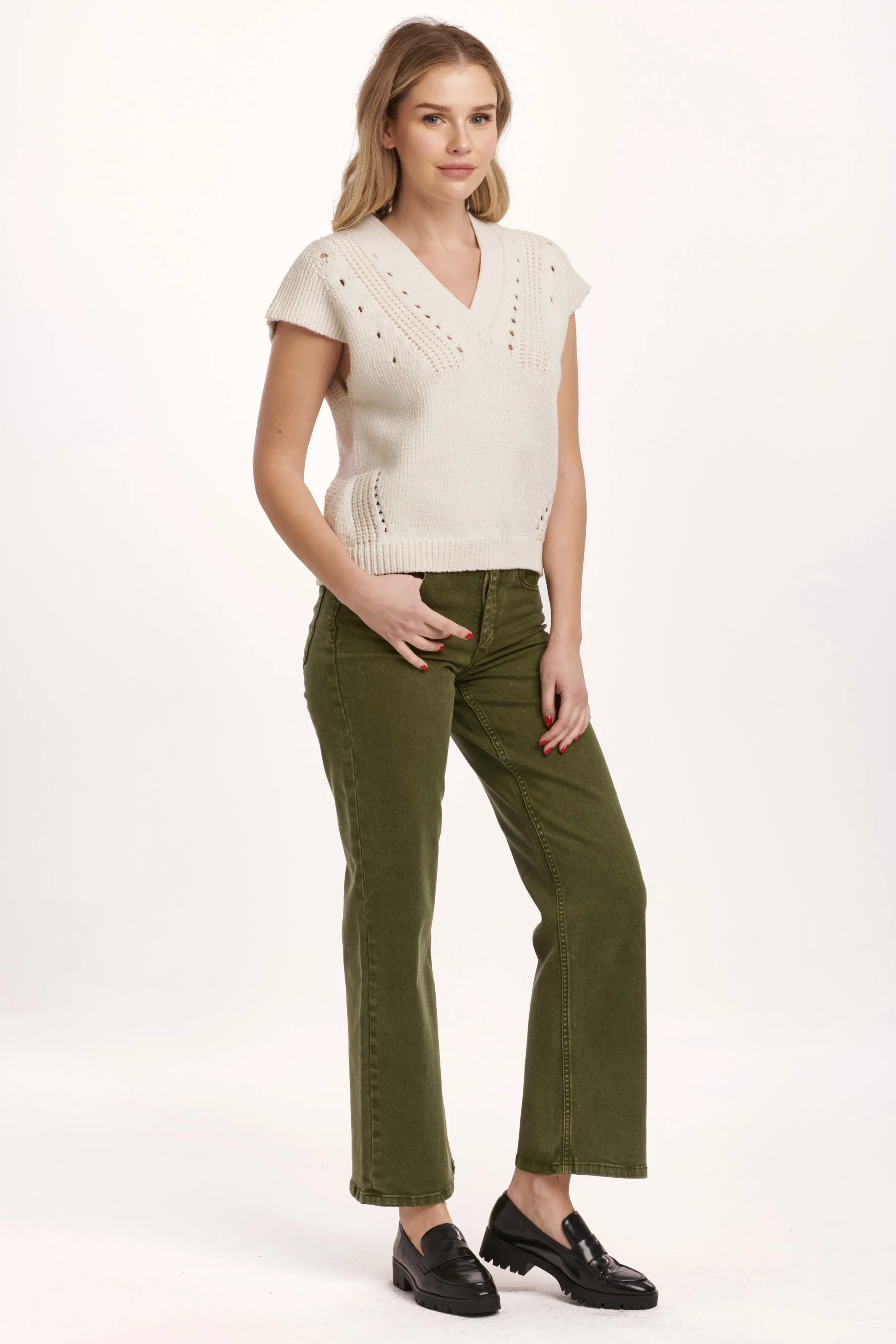 UNA CROCHET DETAIL SWEATER IVORY