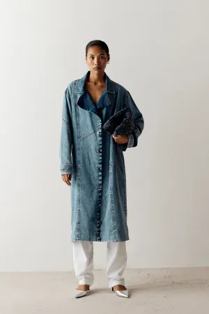 WASHED DENIM TRENCH