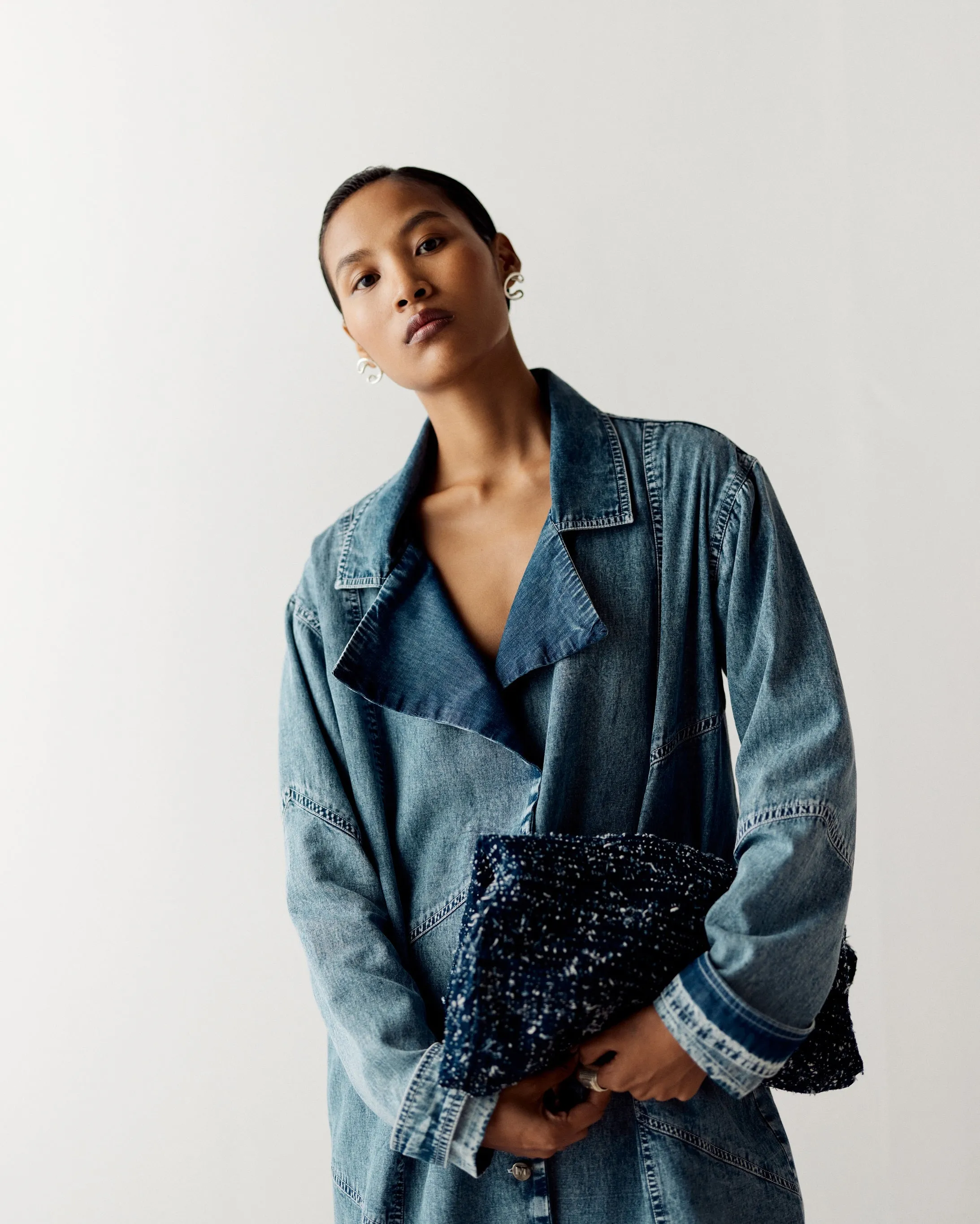 WASHED DENIM TRENCH