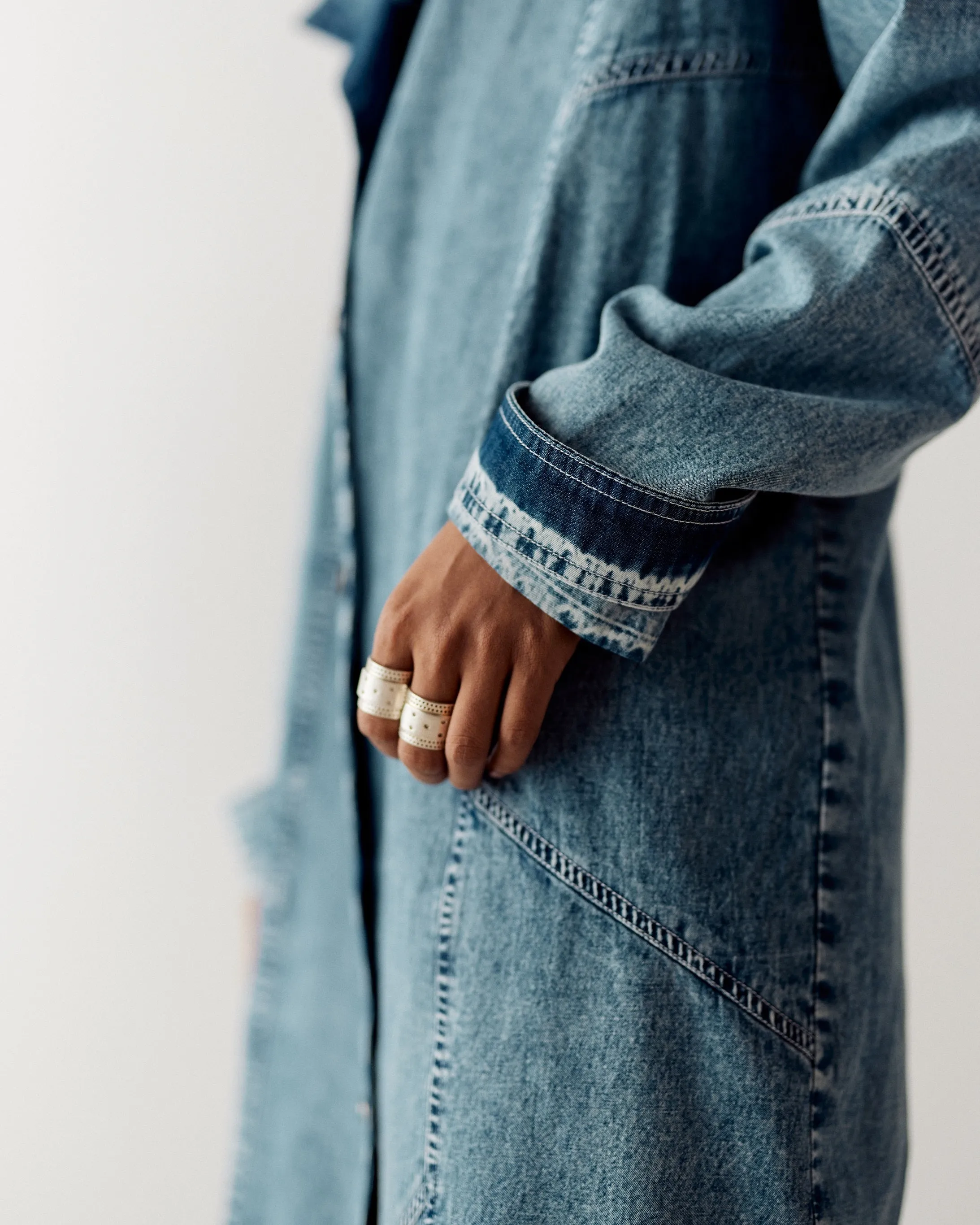 WASHED DENIM TRENCH