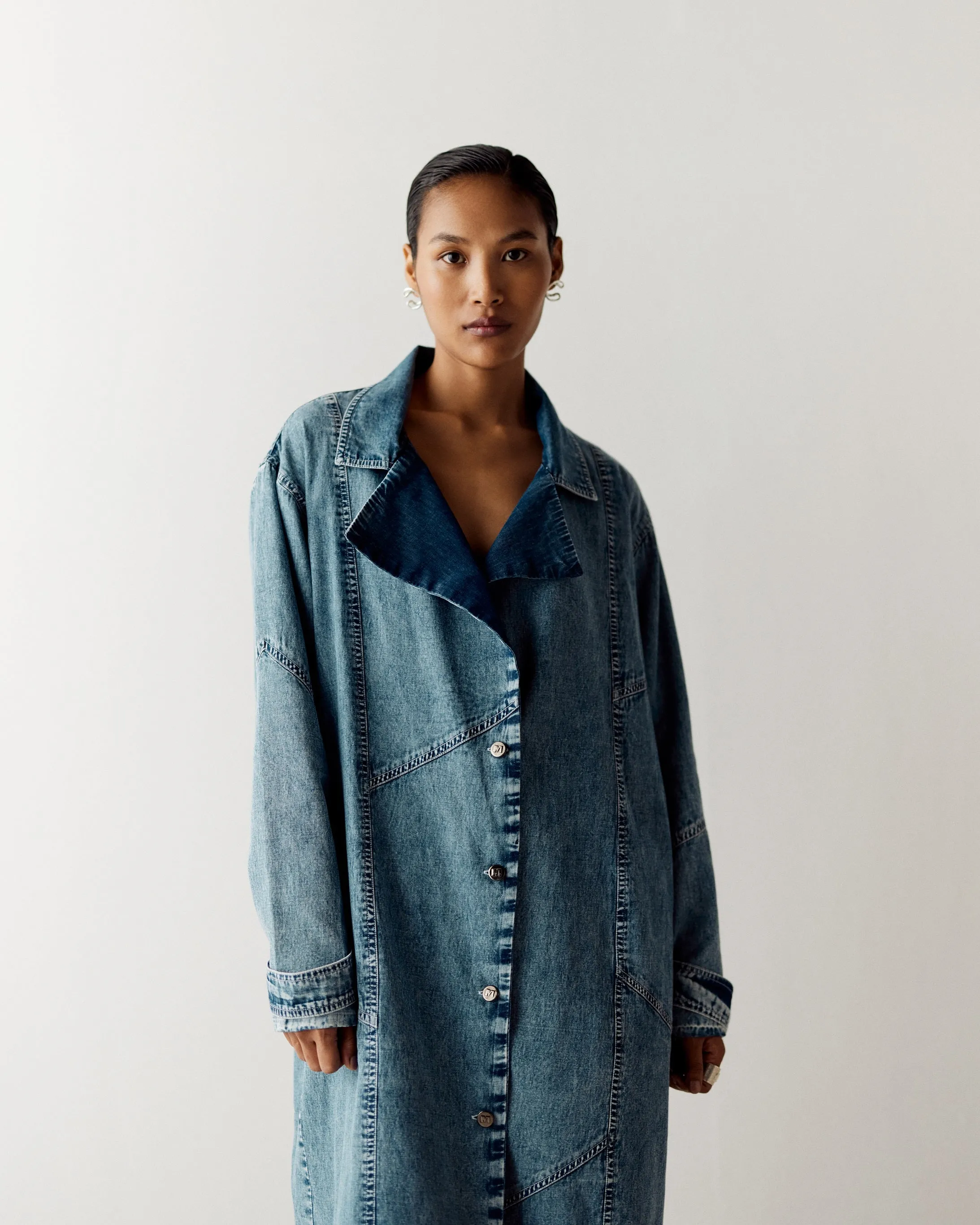 WASHED DENIM TRENCH