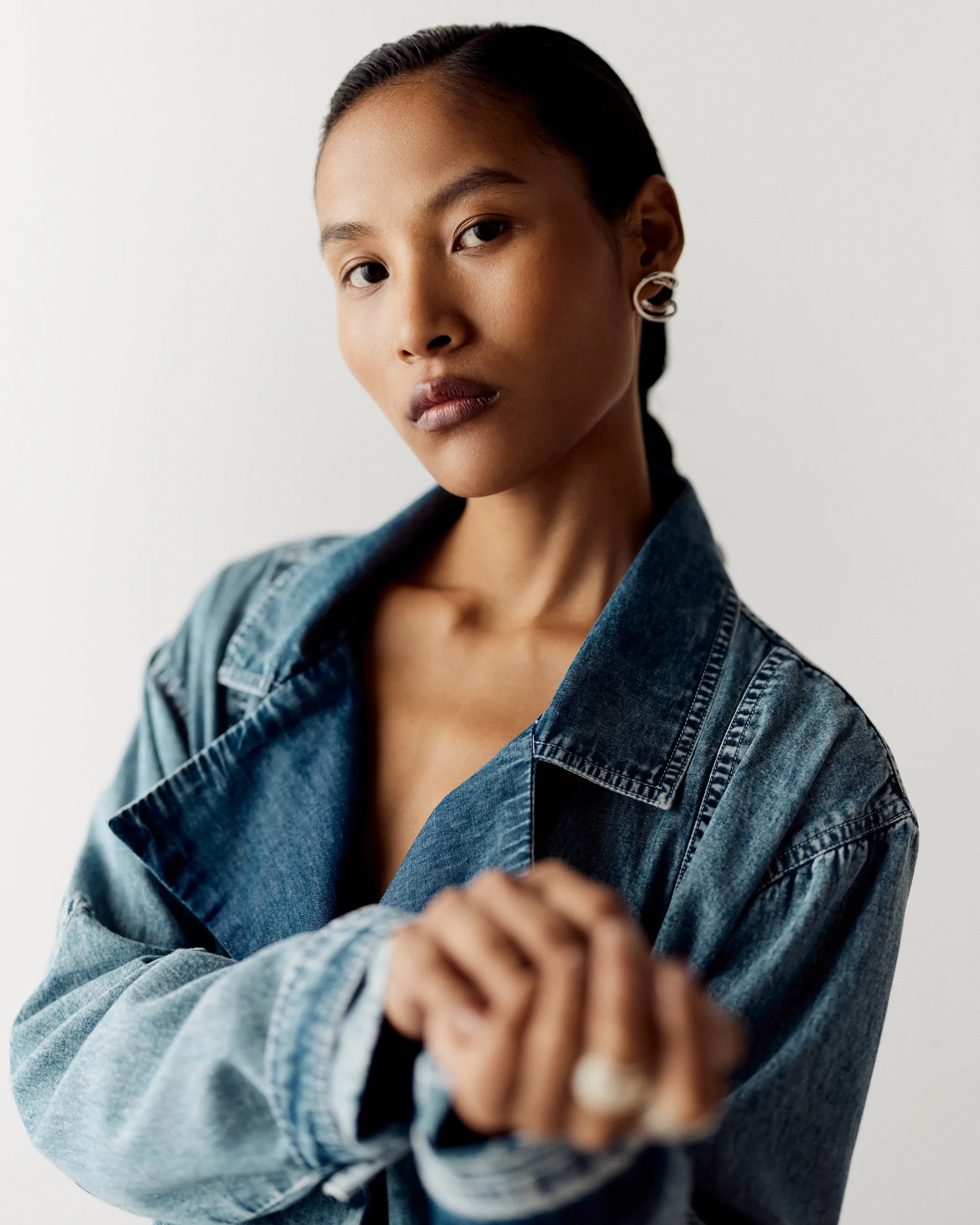 WASHED DENIM TRENCH