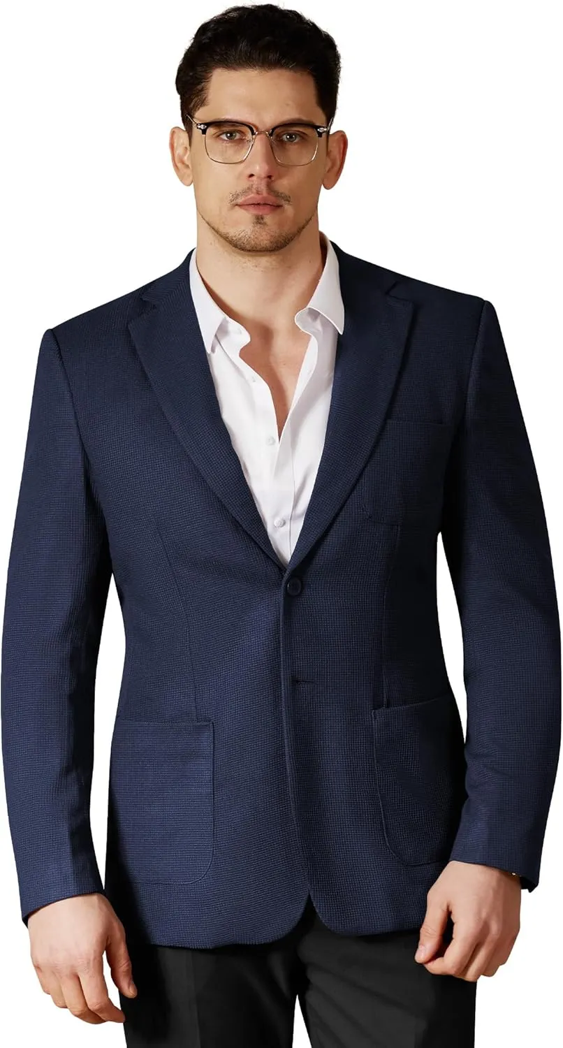 WEEN CHARM Men's Casual Knit Blazer Slim Fit Lightweight Sport Coat Two Button Suit Jackets
