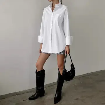 White Lapel Collar Botton Down Fit Daily Shirt