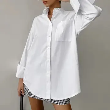 White Lapel Collar Botton Down Fit Daily Shirt