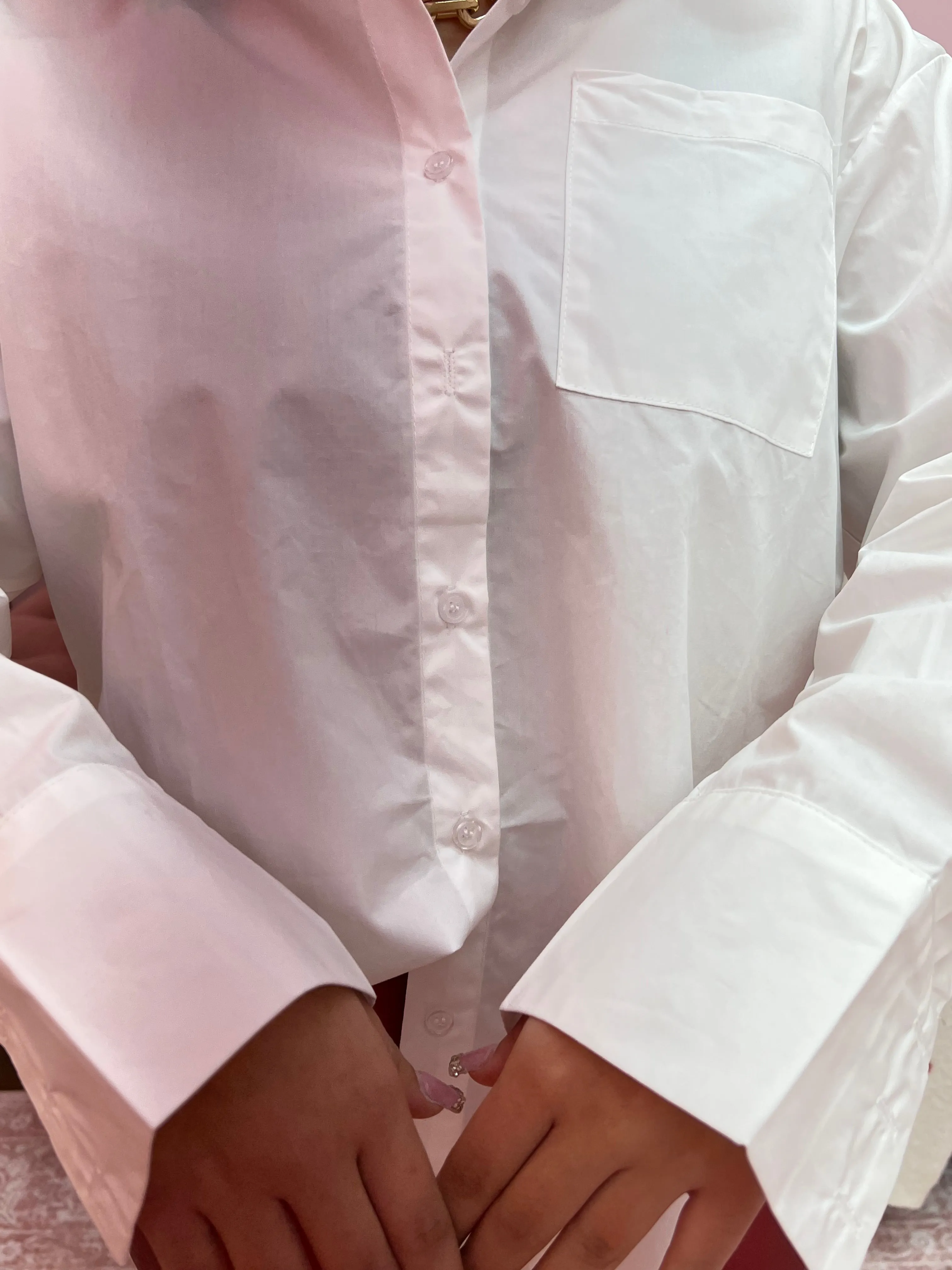 White Lapel Collar Botton Down Fit Daily Shirt