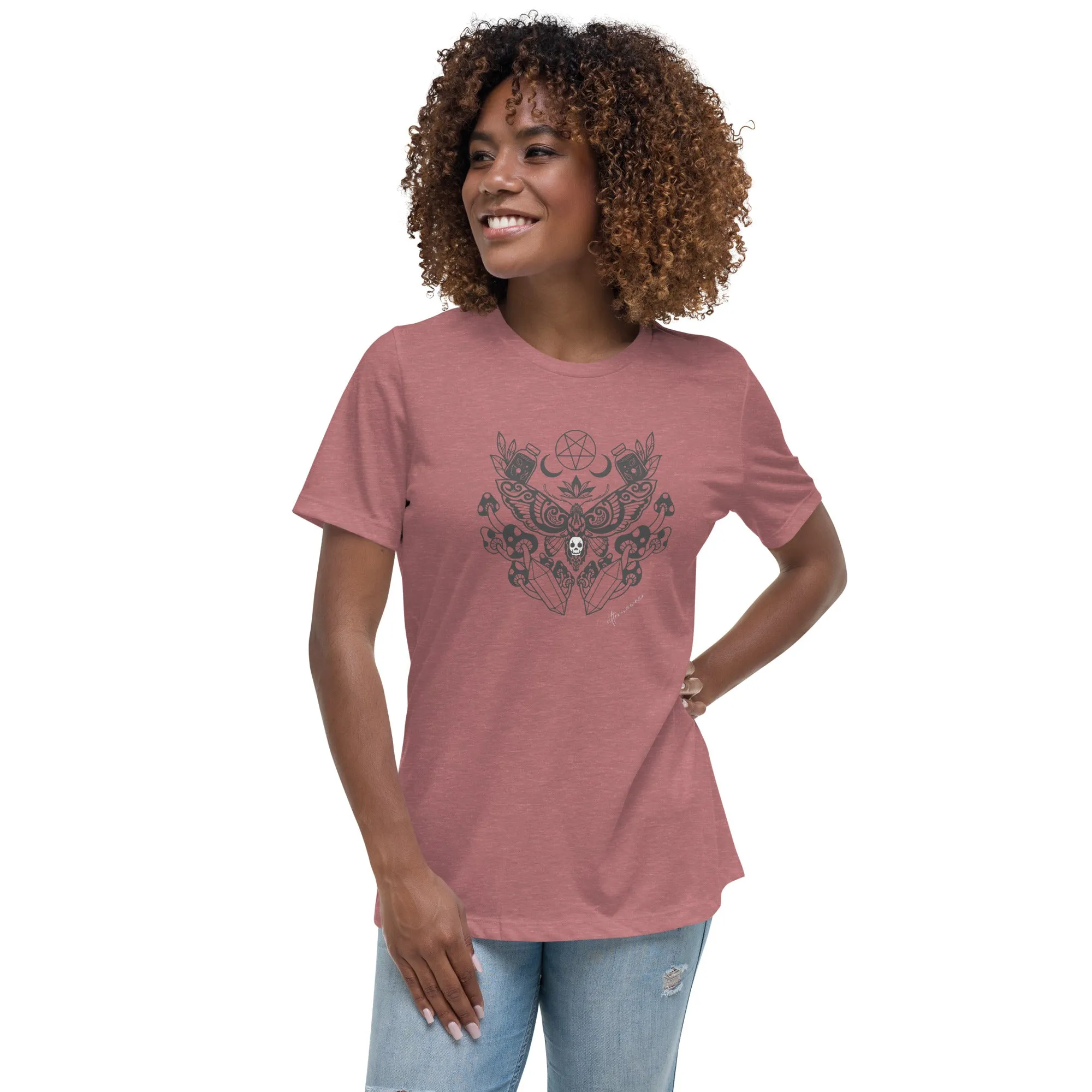 Witchy Moon Moth Goth Relaxed T-Shirt