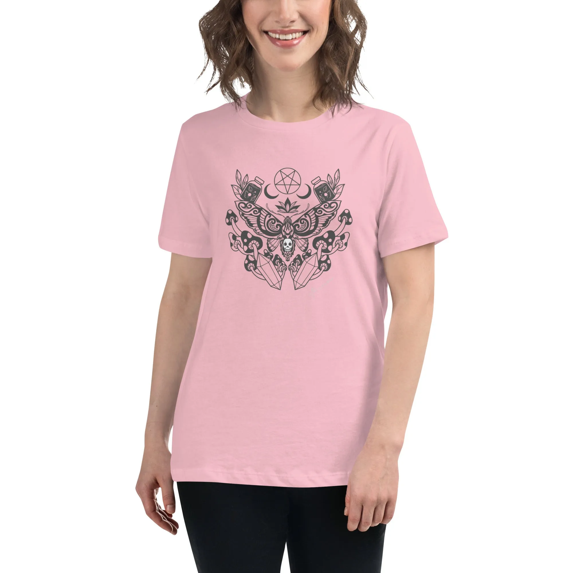Witchy Moon Moth Goth Relaxed T-Shirt