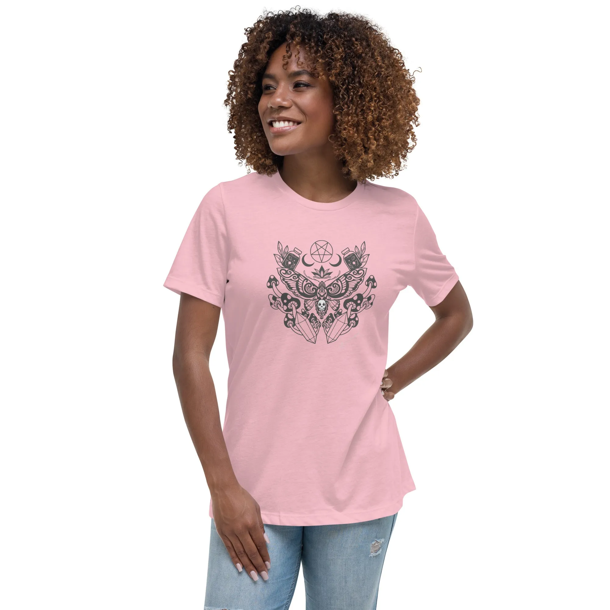 Witchy Moon Moth Goth Relaxed T-Shirt