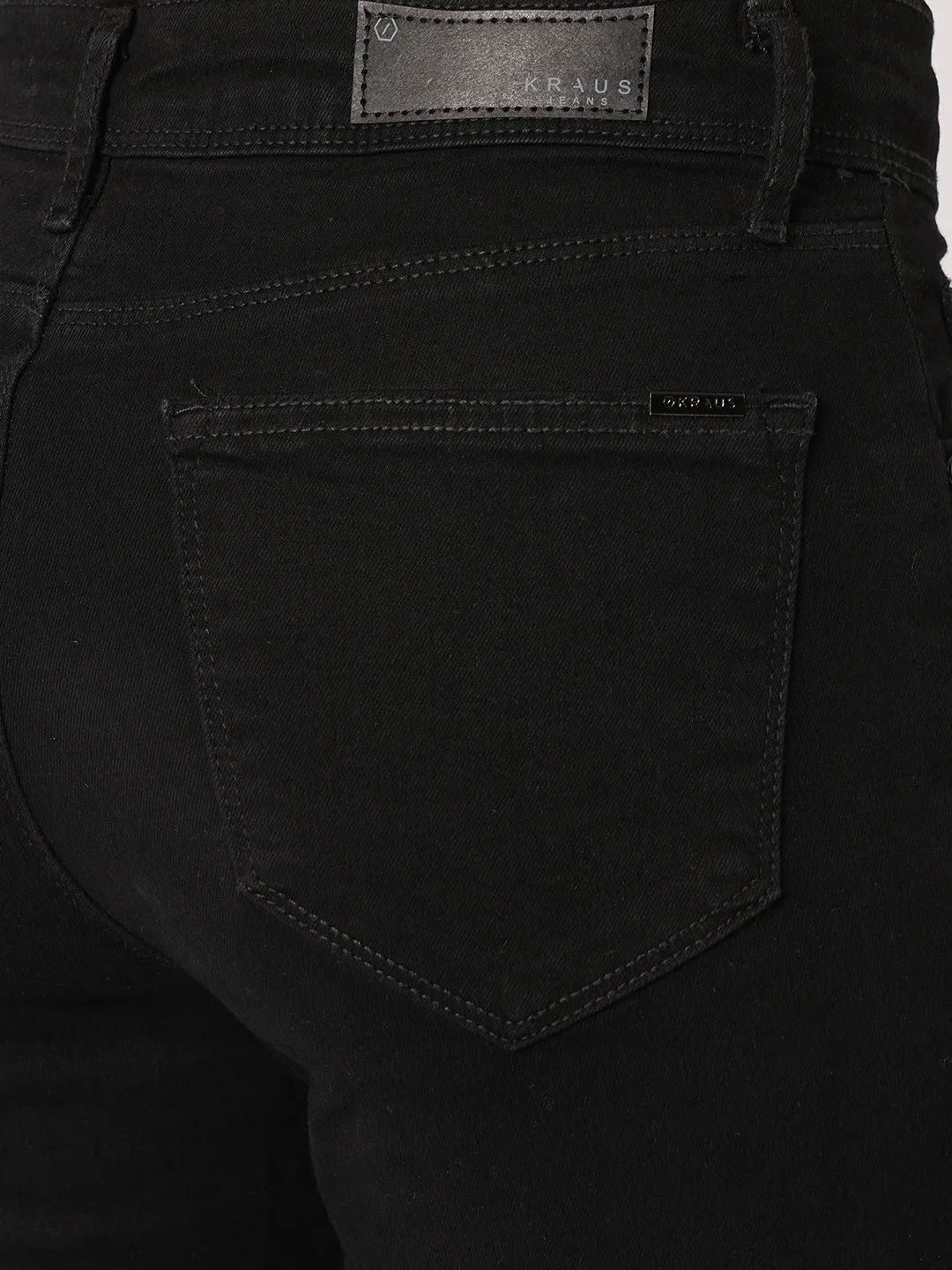 Women Black High-Rise Slim Straight Fit Jeans