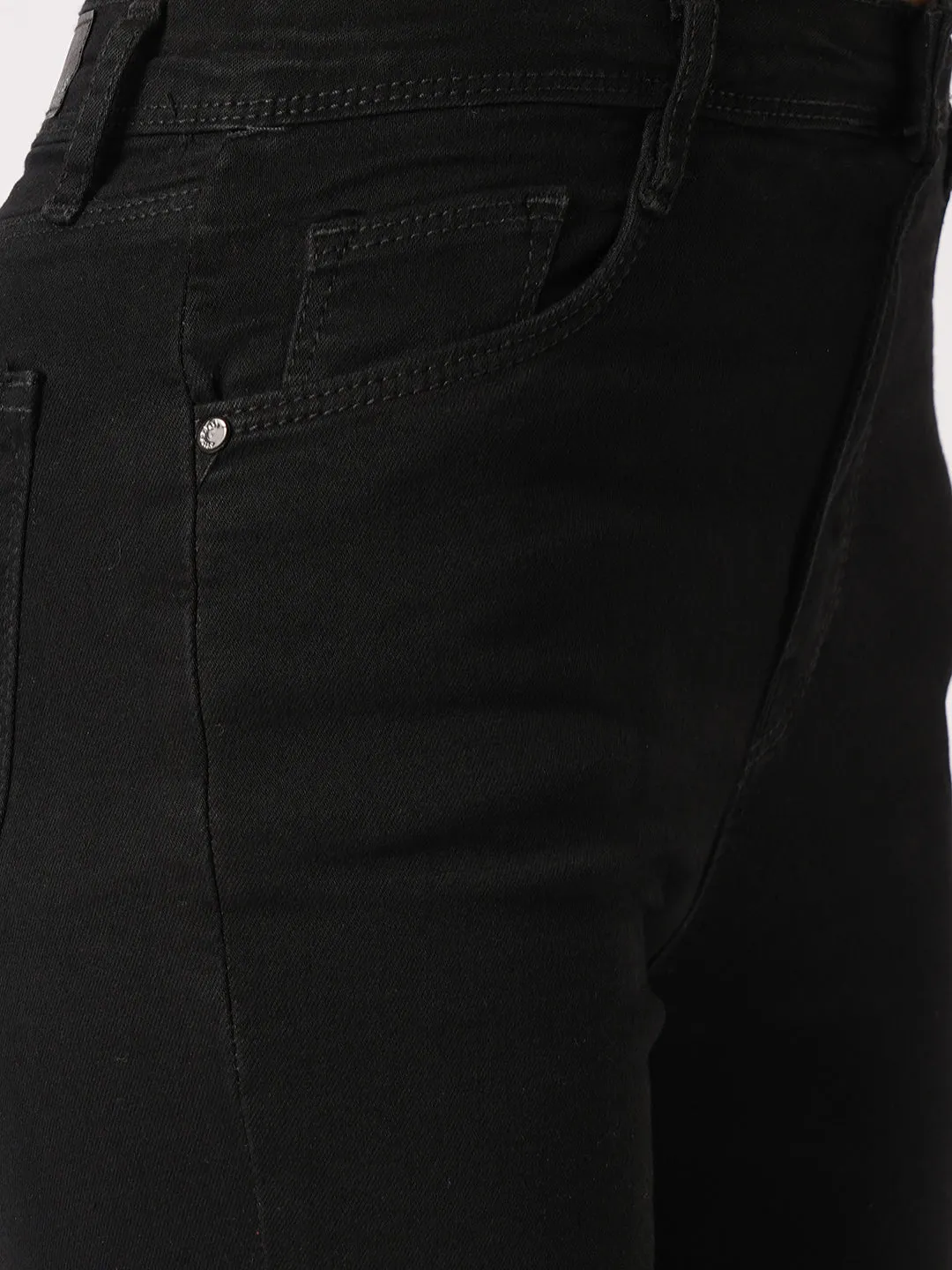 Women Black High-Rise Slim Straight Fit Jeans