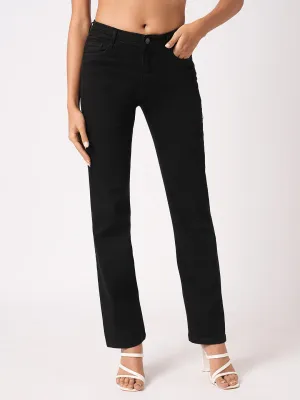 Women Black High-Rise Slim Straight Fit Jeans