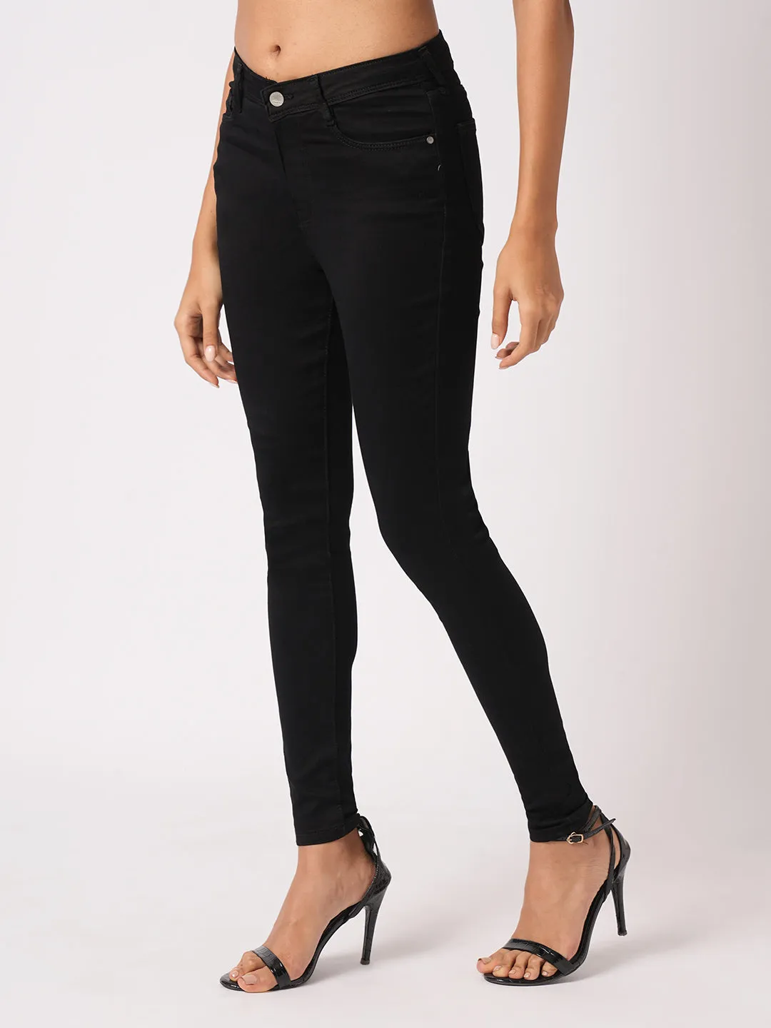 Women Black Sky High-Rise Skinny Fit Jeans
