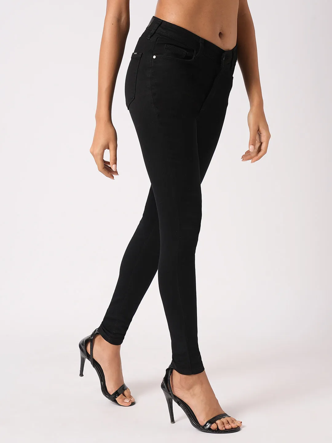 Women Black Sky High-Rise Skinny Fit Jeans