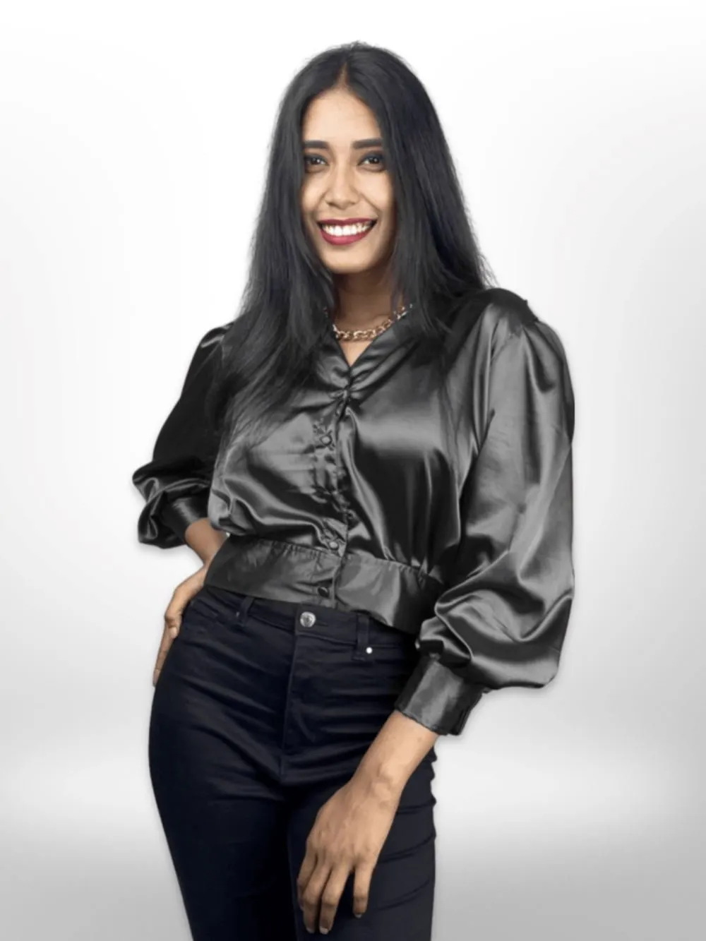 Women Crop Top Shirt Black