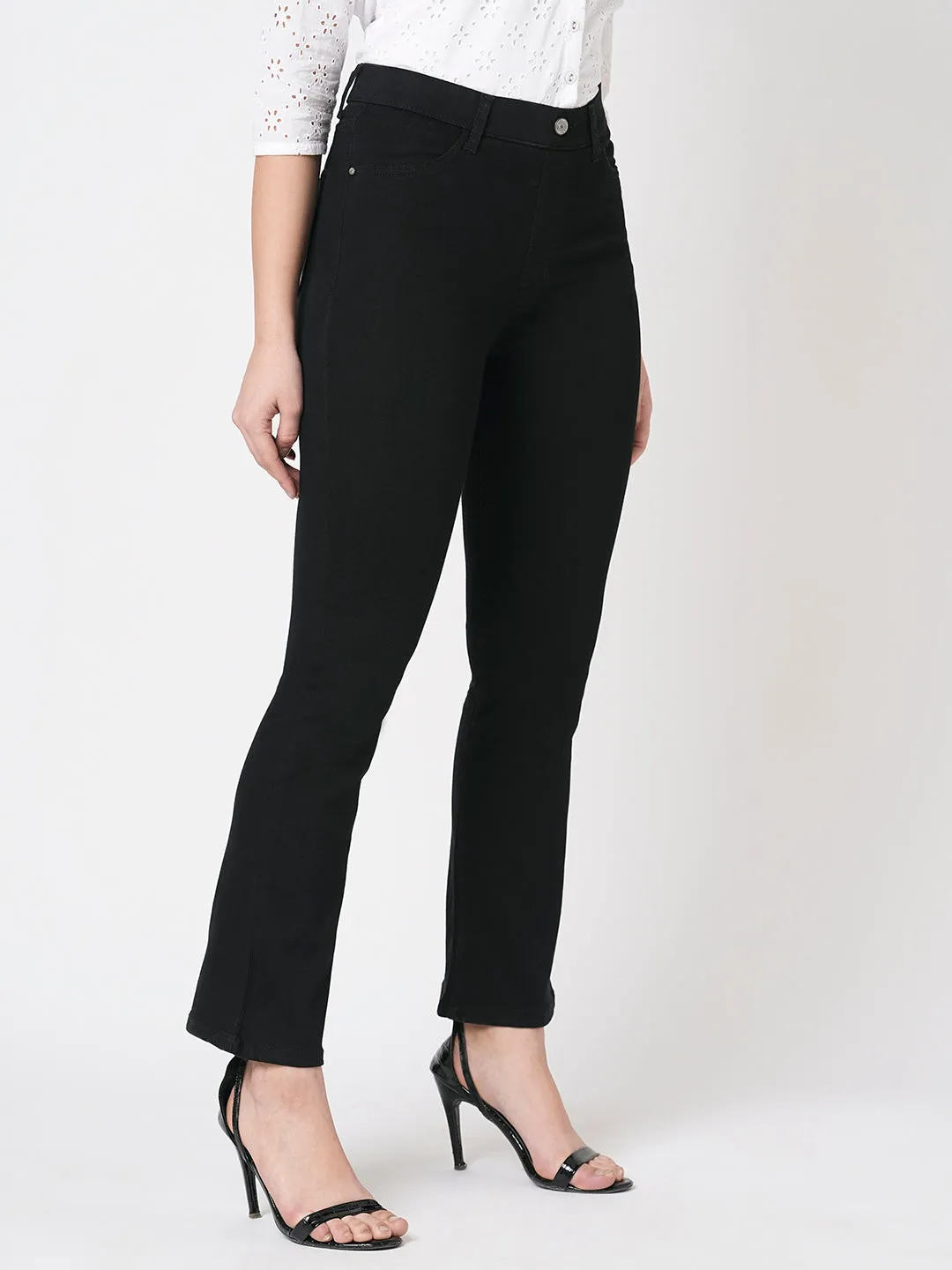 Women High-Rise Mini Flare Jeans