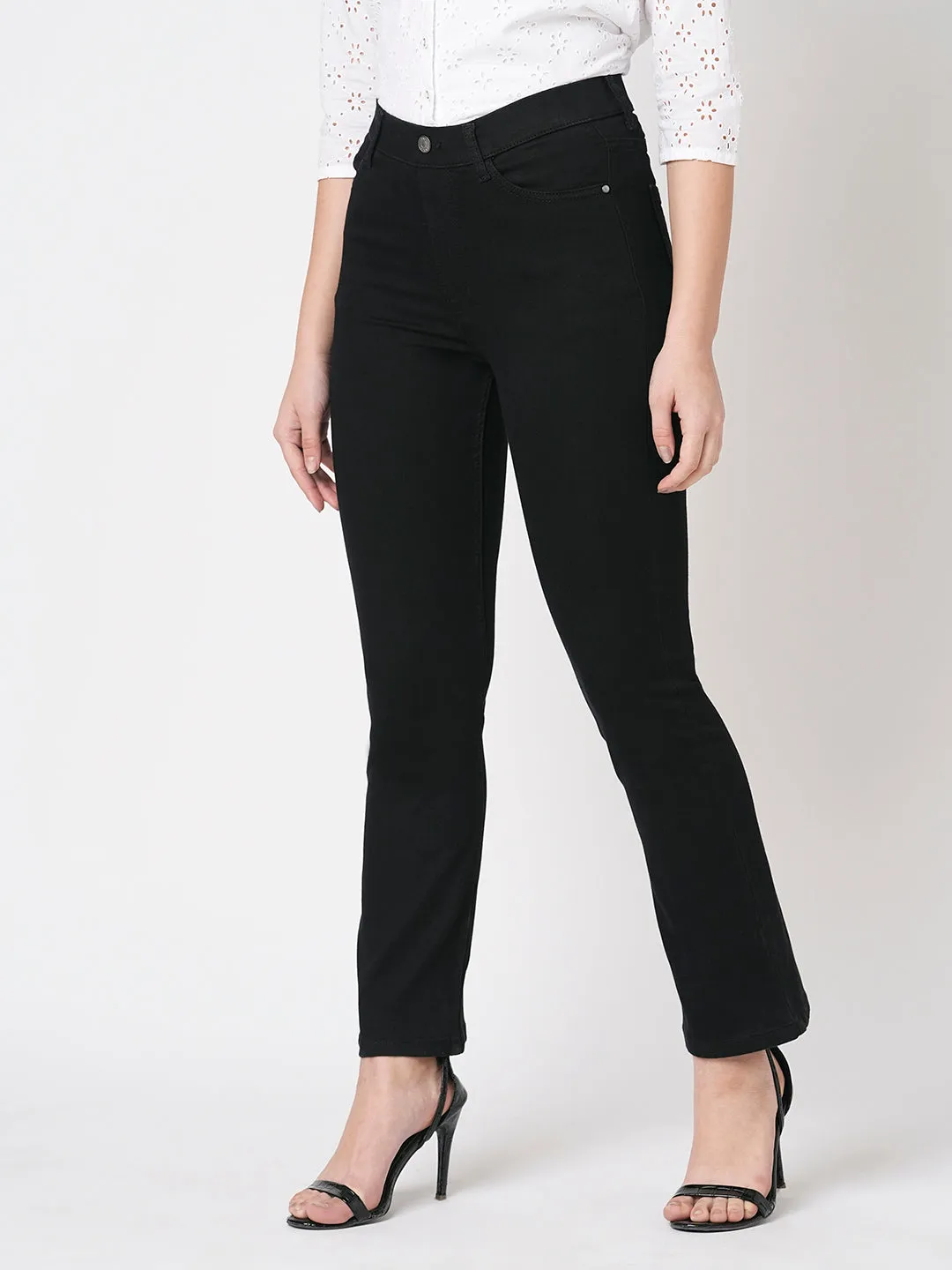 Women High-Rise Mini Flare Jeans