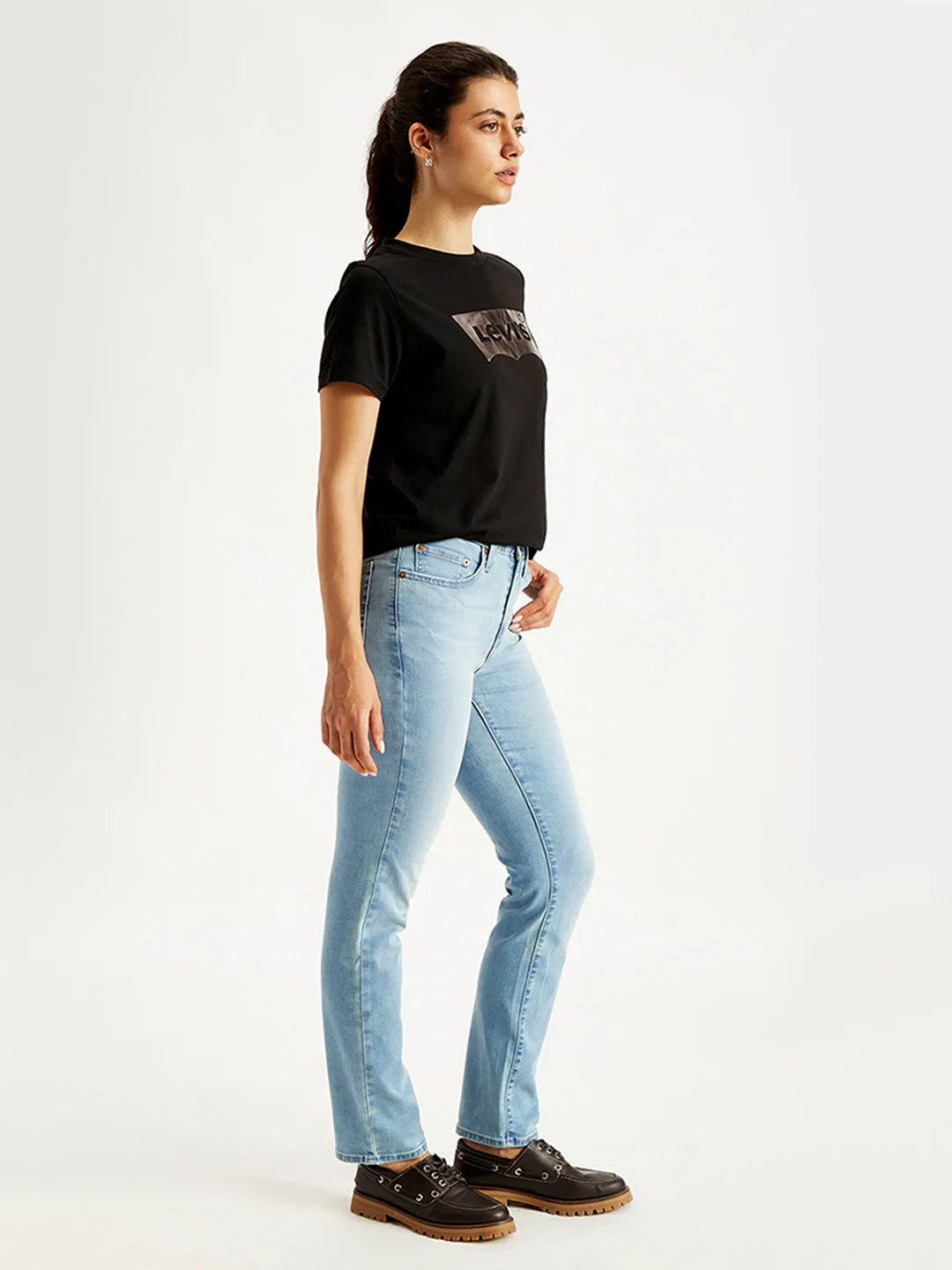 Women's 724 Light Blue Straight Fit High Rise Jeans