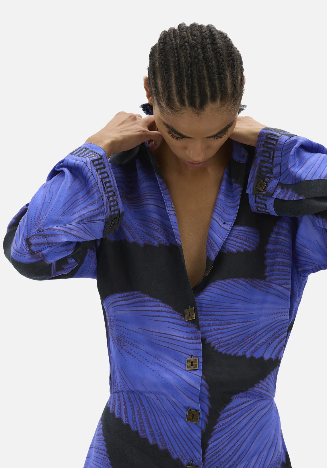 YIN NIGHT PALMS SHIRT DRESS