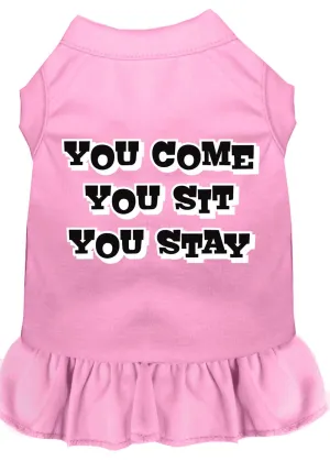 You Come, You Sit, You Stay Screen Print Dress Light Pink Xxl (18)