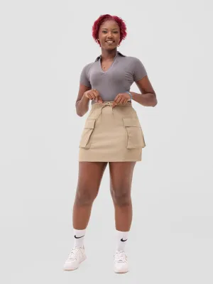 Zoya Sadira Mini Cargo Skirt - Taupe
